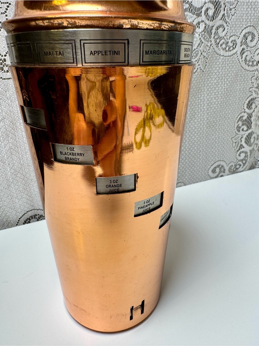 Vintage Oggi Copper Dial-A-Drink Cocktail Shaker 15 Classic Drink Recipes- 34 oz - Picture 2 of 5